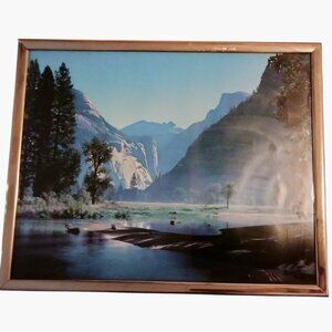 Yosemite Valley Half Dome Framed Scenic Mountain Lake Landscape Print Wall Art